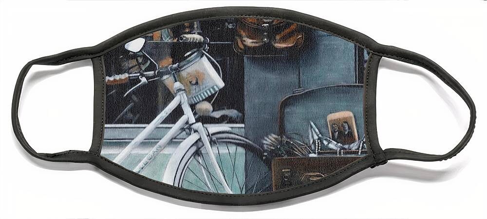 Bicycle Face Mask featuring the painting Bagging a bargain by John Neeve