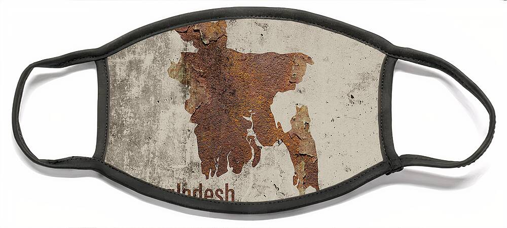 Bangladesh Face Mask featuring the mixed media Bangladesh Map Rusty Cement Country Series by Design Turnpike