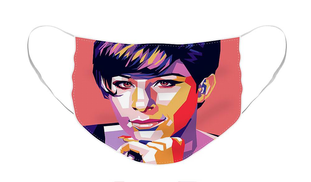Barbra Streisand Face Mask featuring the digital art Barbra Streisand pop art by Stars on Art