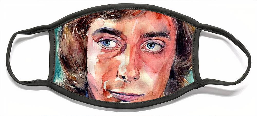 Barry Manilow Face Mask featuring the painting Barry Manilow Portrait by Suzann Sines