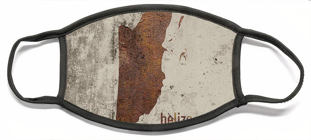 Belize Face Mask featuring the mixed media Belize Map Rusty Cement Country Series by Design Turnpike