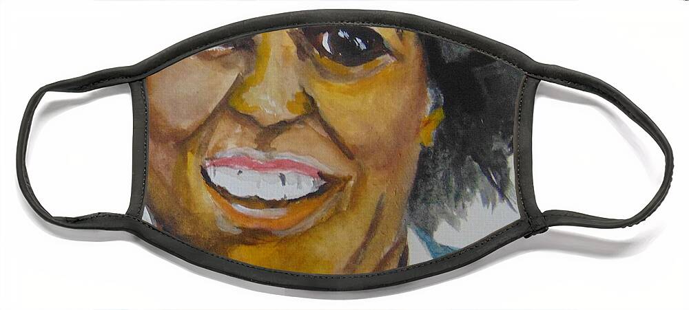 Toni Morrison Face Mask featuring the painting Beloved Queen Toni by Saundra Johnson