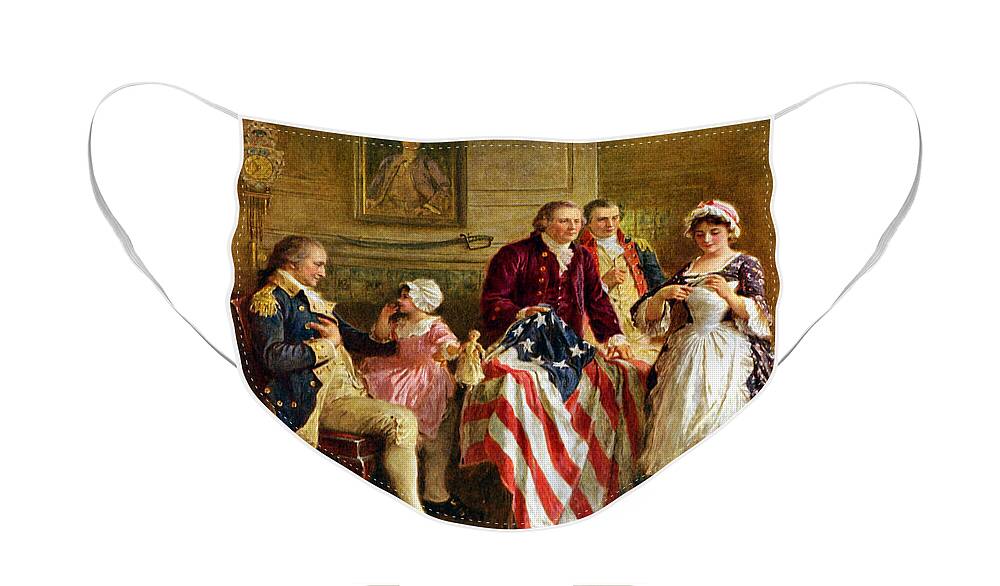 #faatoppicks Face Mask featuring the painting Betsy Ross and General George Washington by War Is Hell Store