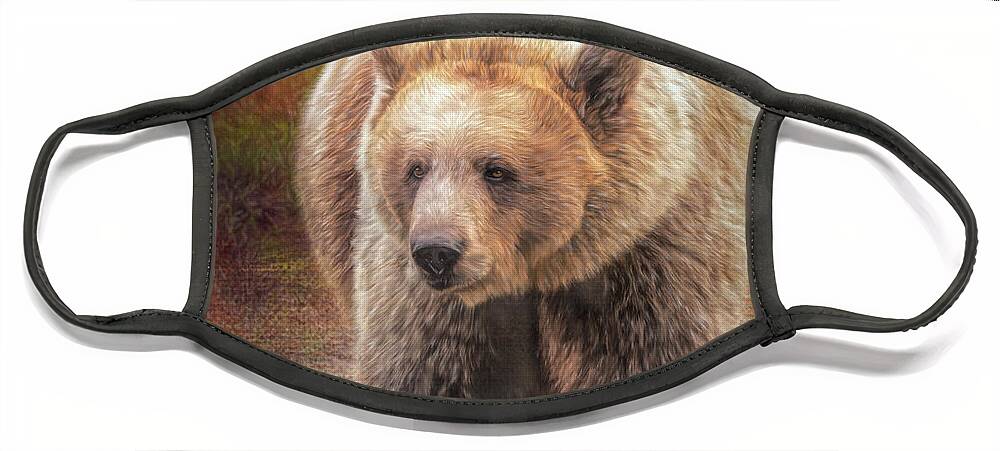 Grizzly Face Mask featuring the painting Big Ben Jr. by Jeanette Mahoney