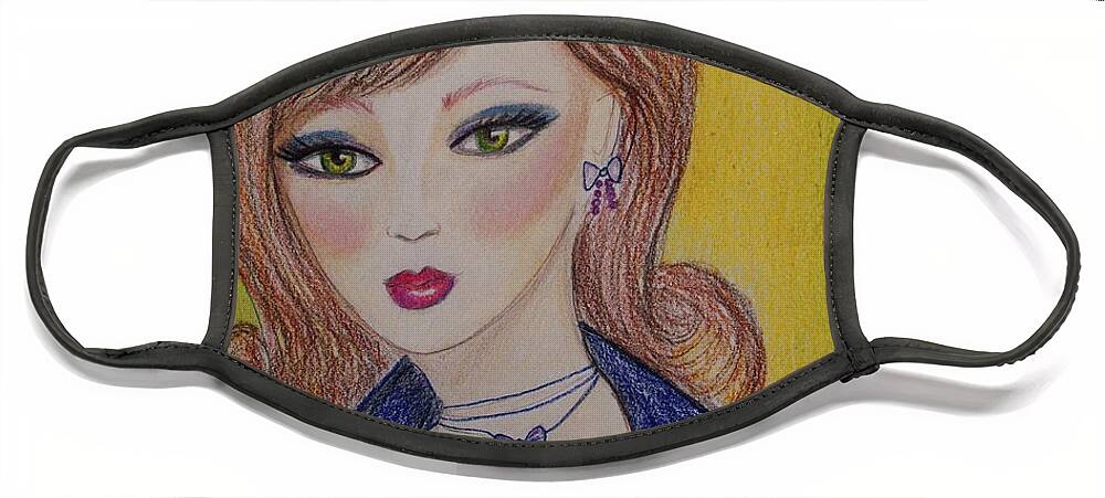 Fine Art Face Mask featuring the mixed media Big Eyes by Dorothy Lee