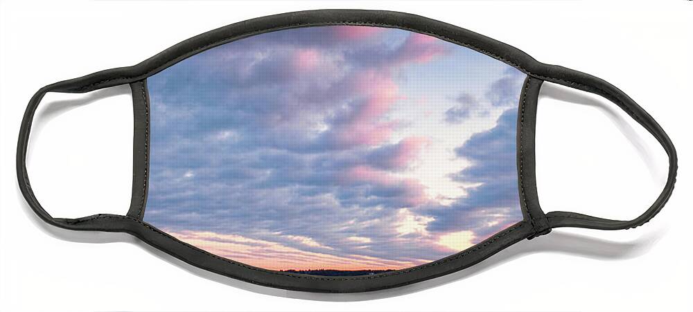New Hampshire Face Mask featuring the photograph Big Sky Over Portsmouth Light. by Jeff Sinon
