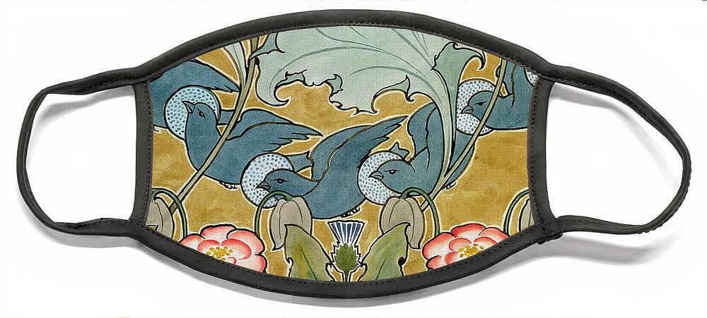 Flower Face Mask featuring the painting Birds in Flight design by Charles Francis Annesley Voysey