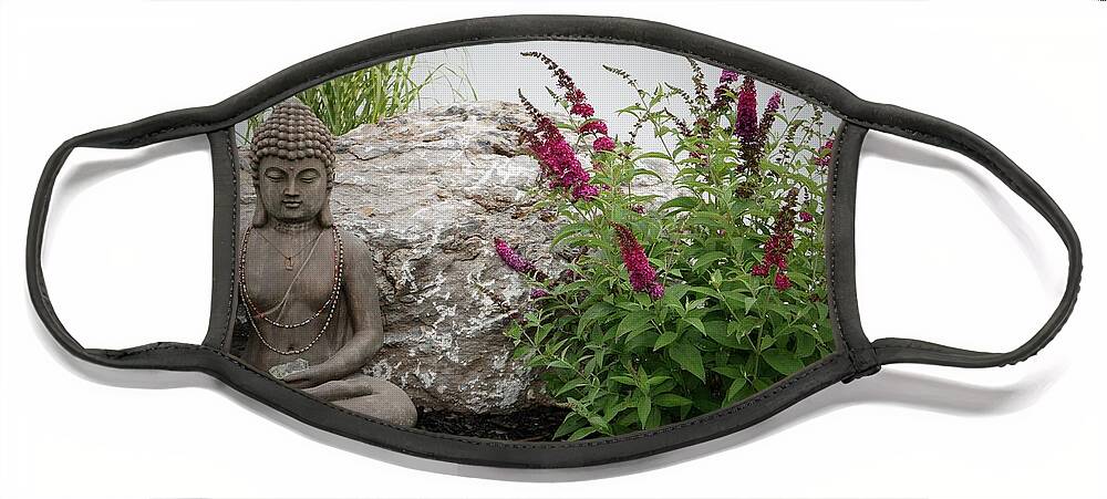 Butterfly Bush Face Mask featuring the photograph Blooming Buddha by Kathy Chism