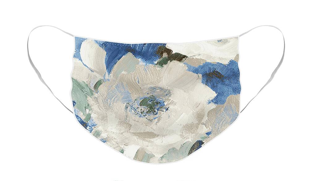 Blue Face Mask featuring the painting Blue Flower Power II by Lanie Loreth