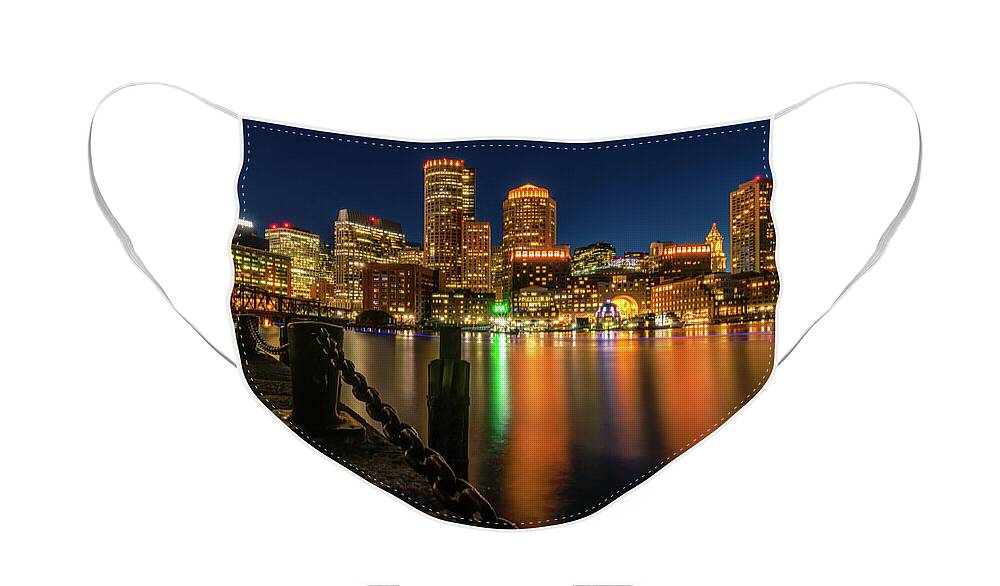 Boston Face Mask featuring the photograph Blue Hour at Boston's Fan Pier by Kristen Wilkinson