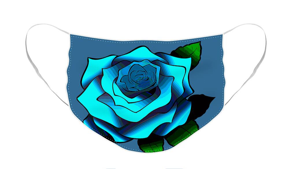 Rose Face Mask featuring the digital art Blue Rose by Mimulux Patricia No