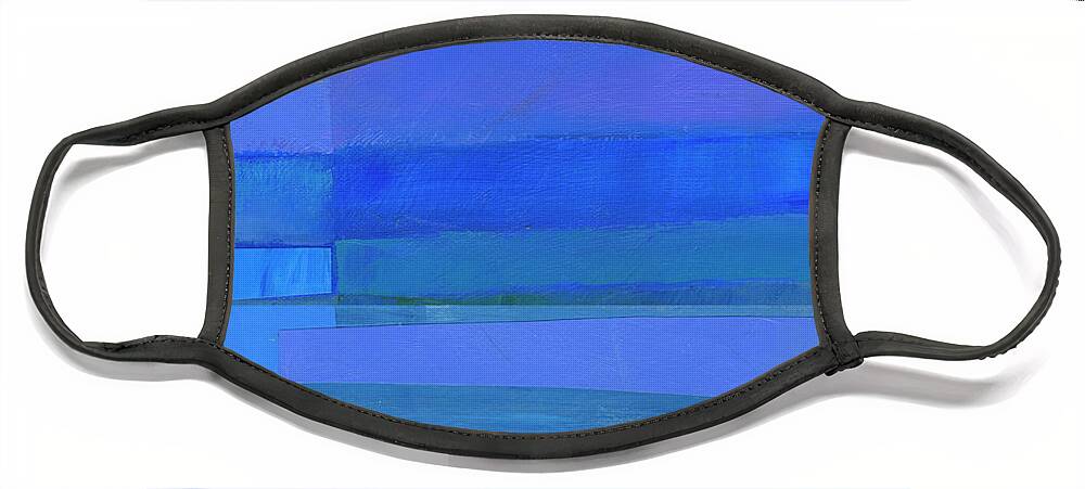 Abstract Art Face Mask featuring the painting Blue Stripes #9 by Jane Davies