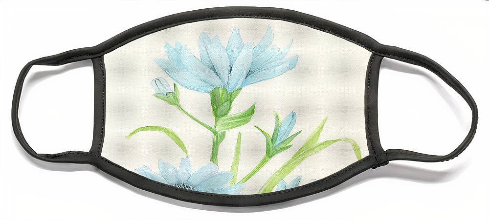 Flowers Face Mask featuring the painting Blue Wildflowers Watercolor by Laurie Rohner