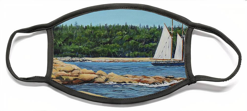 Schooner Face Mask featuring the painting Bluenose II Sailing by Marilyn McNish