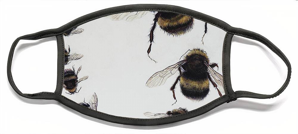 Nature Face Mask featuring the painting Bombus by Odile Kidd