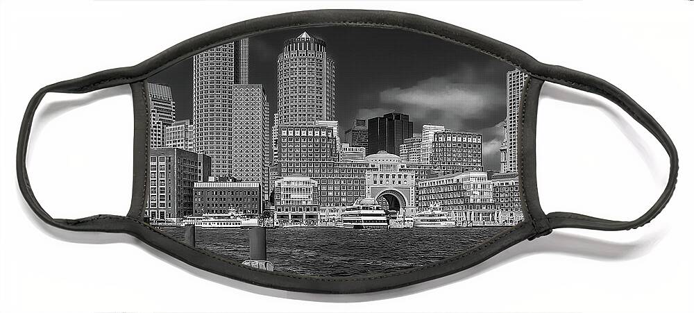 Boston Harbor Face Mask featuring the photograph Boston Harbor Skyline by Robert Mitchell