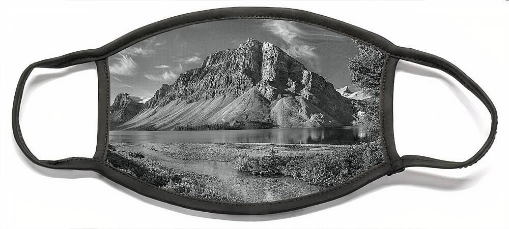 Disk1215 Face Mask featuring the photograph Bow Lake And Crowfoot Mountains by Tim Fitzharris