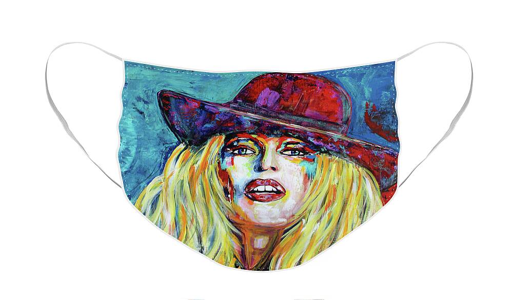 Animals Face Mask featuring the painting Brigitte Bardot Art Painting by Kathleen Artist PRO