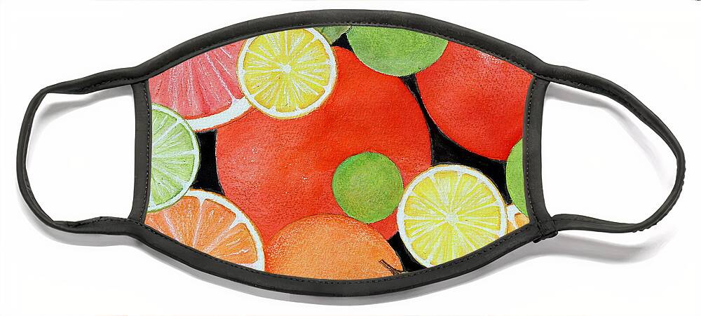 Orange Face Mask featuring the painting California Sunshine 2 Watercolor by Kimberly Walker