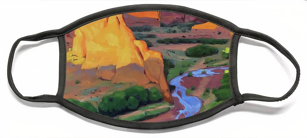 Canyon De Chelly Face Mask featuring the painting Canyon de Chelly by Elizabeth Jose