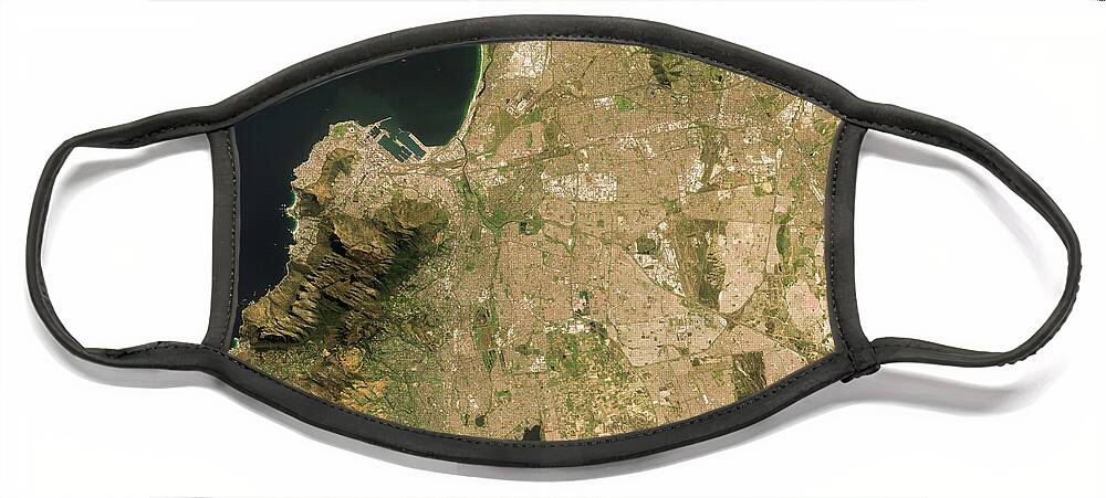 Satellite Image Face Mask featuring the digital art Cape Town from space by Christian Pauschert