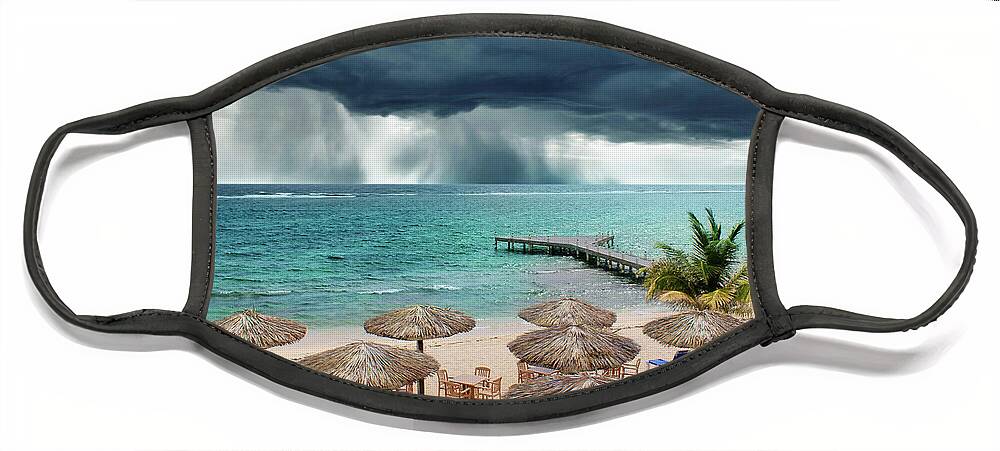 Grand Cayman Face Mask featuring the photograph Caribbean Storm by Iryna Goodall