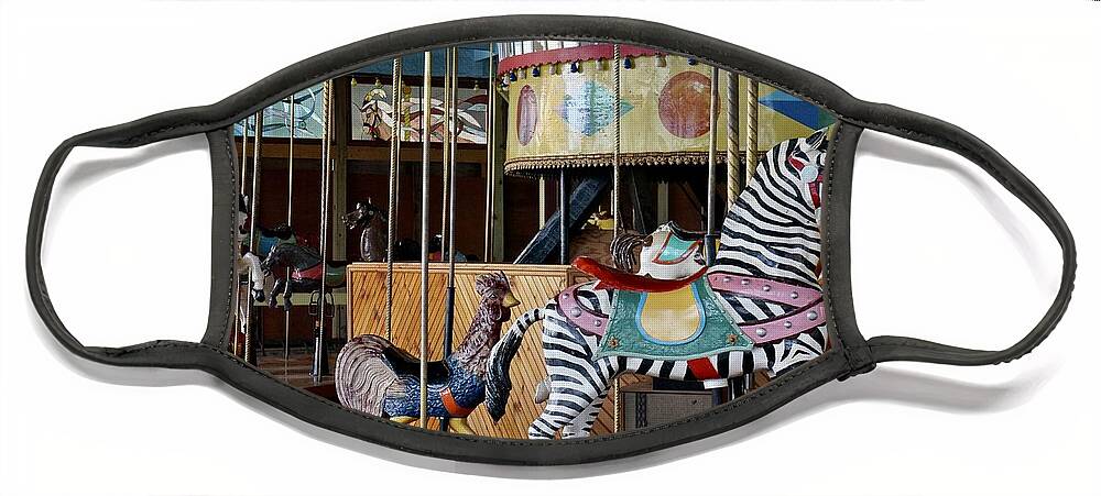 Merry-go-round Face Mask featuring the photograph Carousel Horses by Kathy Chism