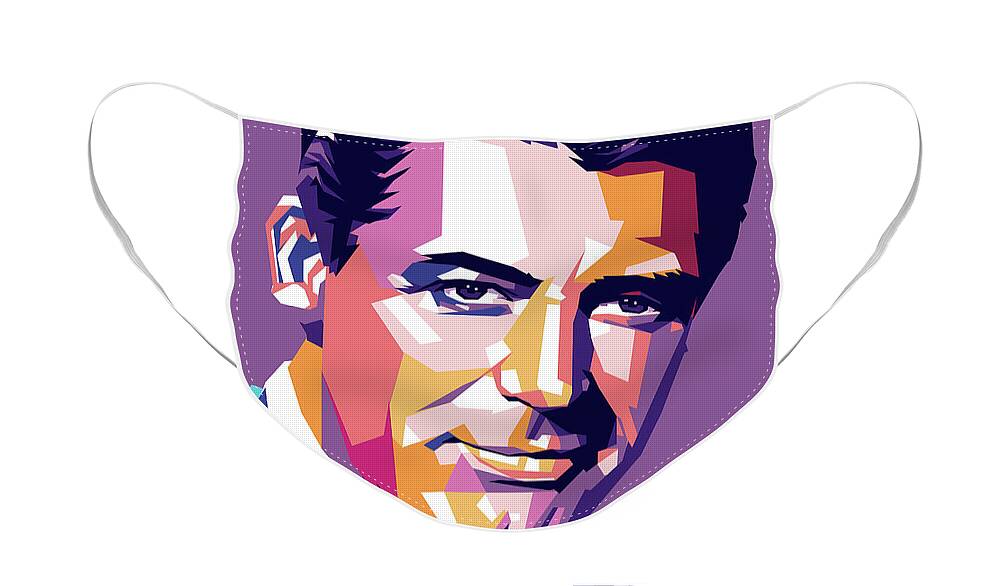Cary Grant Face Mask featuring the digital art Cary Grant by Stars on Art