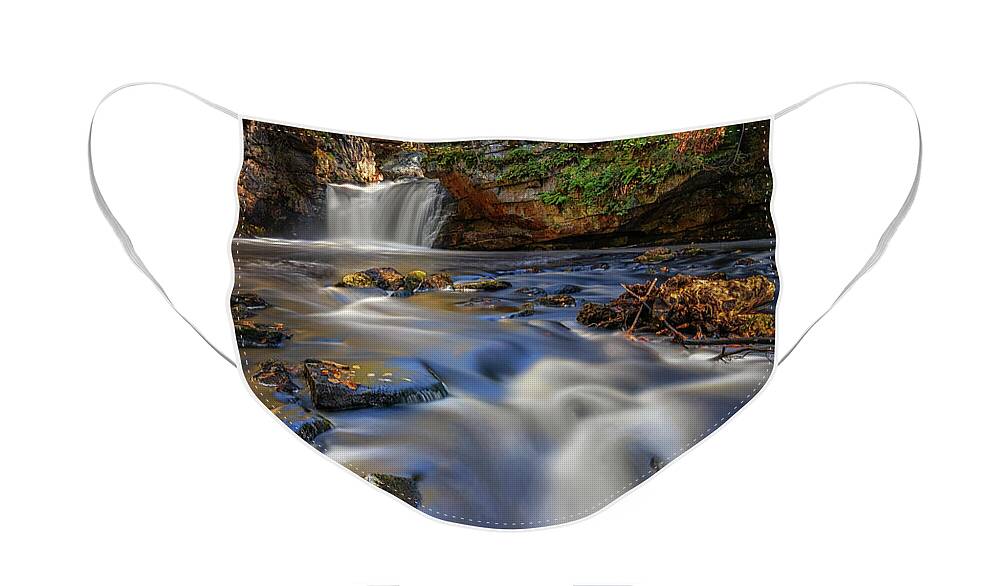 Doane's Falls Face Mask featuring the photograph Cascading Water at Doane's Falls by Kristen Wilkinson