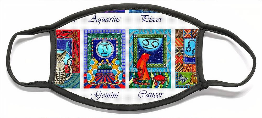 Cat Zodiac Astrology Signs Face Mask featuring the painting Cat Zodiac Astrological Signs by Dora Hathazi Mendes