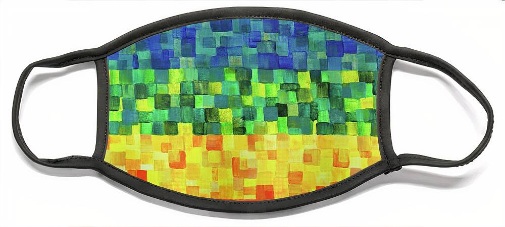Chakras Face Mask featuring the painting Chakra Rainbow Tiles by Deborha Kerr
