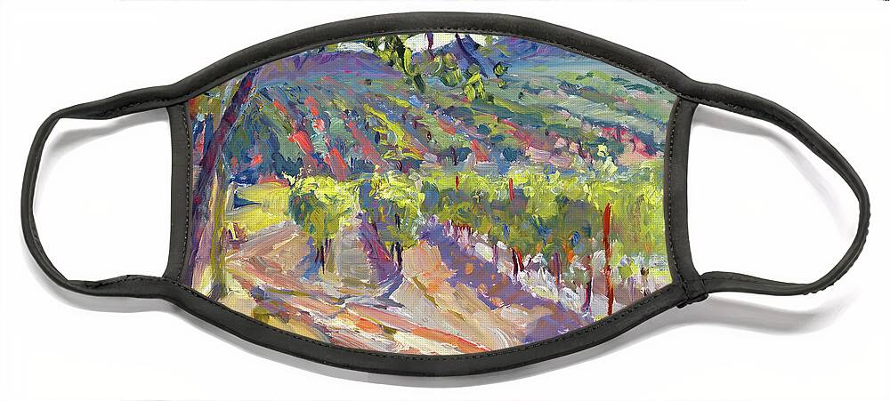 Vineyard Face Mask featuring the painting Chalk Hill Vineyard by John McCormick