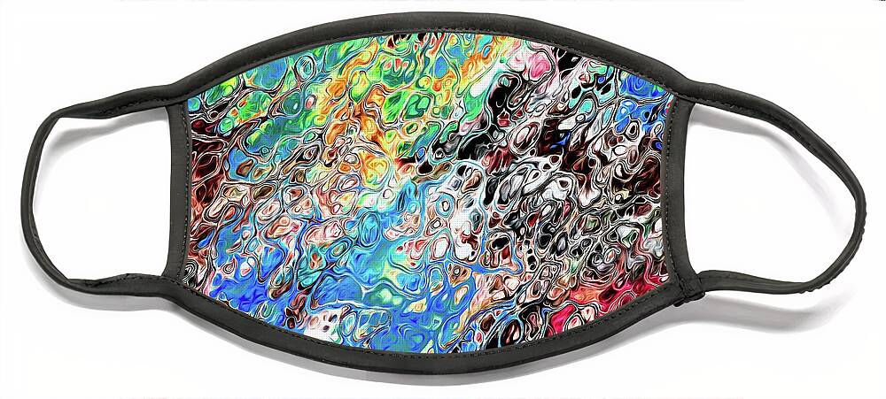 Chaos Face Mask featuring the digital art Chaos Abstraction Bright by Don Northup