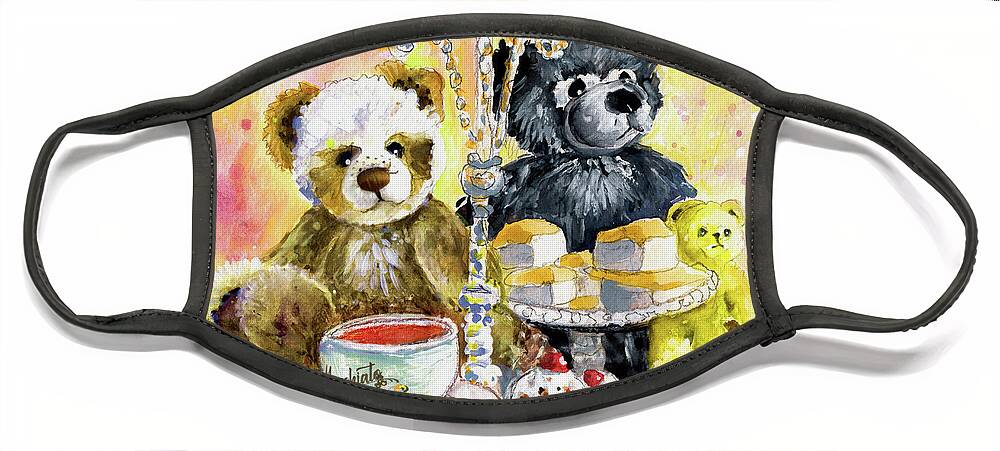 Teddy Face Mask featuring the painting Charlie Bears Hot Cross Bun And Dreamer by Miki De Goodaboom
