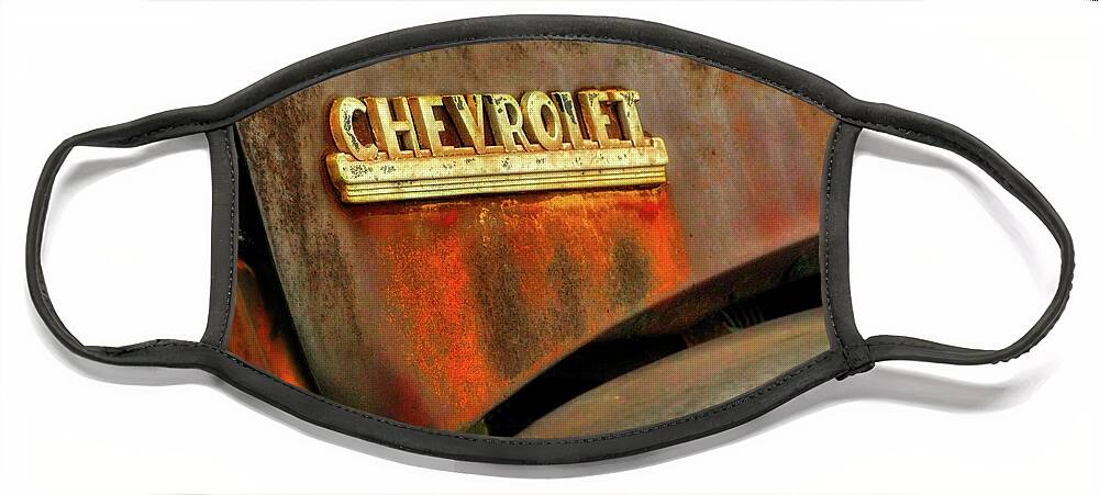 Corrosion Face Mask featuring the photograph Chevy hood by Micah Offman
