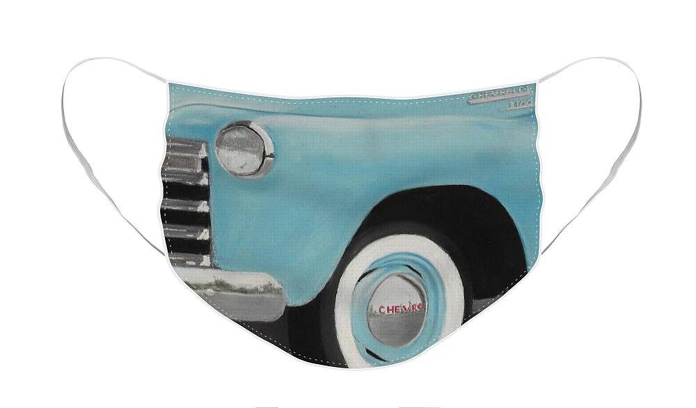 Chevy Face Mask featuring the pastel Chevy Truck 3100 by Carol Corliss