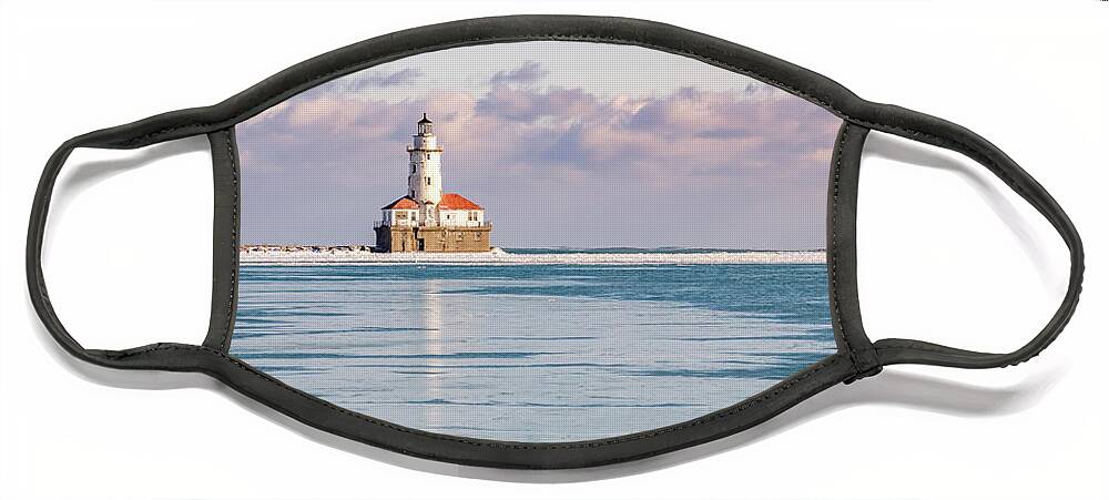 Chicago Face Mask featuring the photograph Chicago Harbor Light Portrait by Framing Places