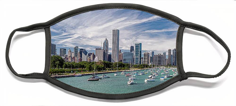 3scape Face Mask featuring the photograph Chicago Skyline Daytime Panoramic by Adam Romanowicz