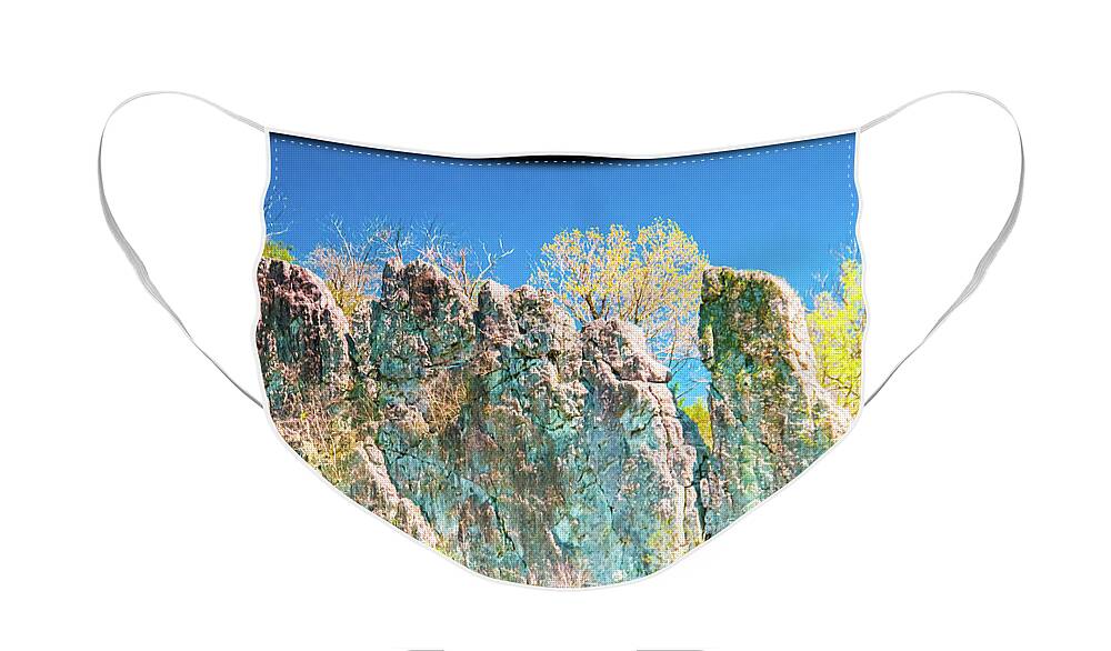 Rocks Face Mask featuring the photograph Chimney_Rock_Broadway by Allen Nice-Webb