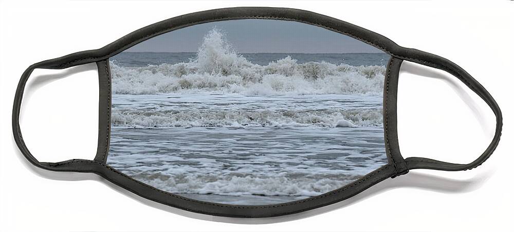 Surf Face Mask featuring the photograph Choppy Surf on the Atlantic by Dennis Schmidt
