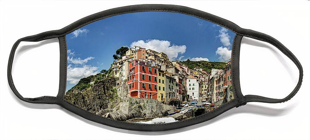 Riomaggiore Face Mask featuring the photograph Cinque Terre - View of Riomaggiore by Weston Westmoreland