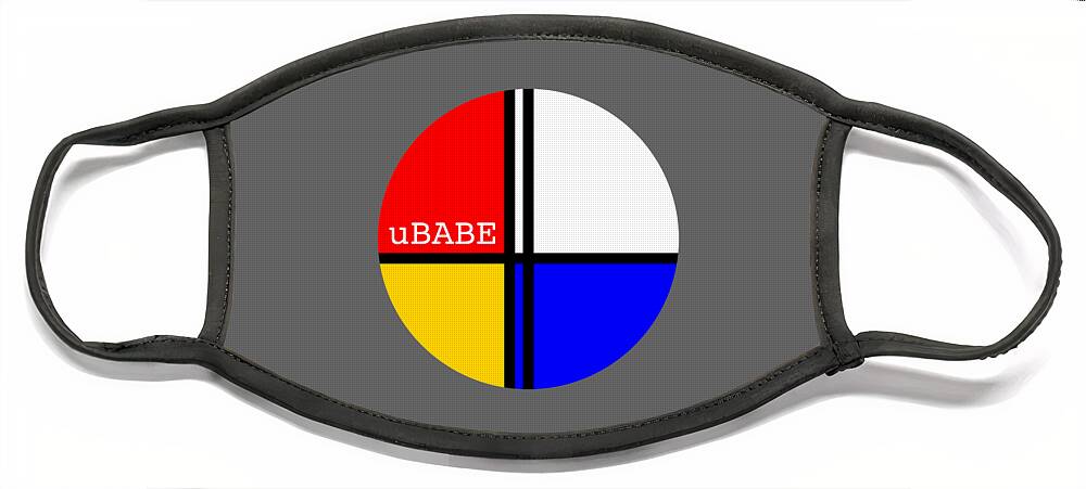 De Stijl Circle Face Mask featuring the digital art Circle Style by Ubabe Style