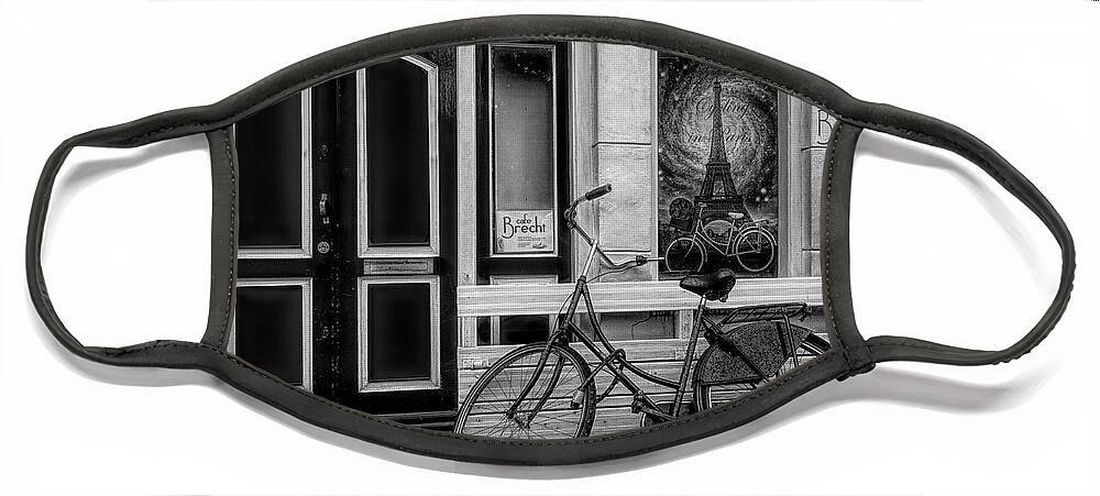 Amsterdam Face Mask featuring the photograph City Bike Downtown in Black and White by Debra and Dave Vanderlaan