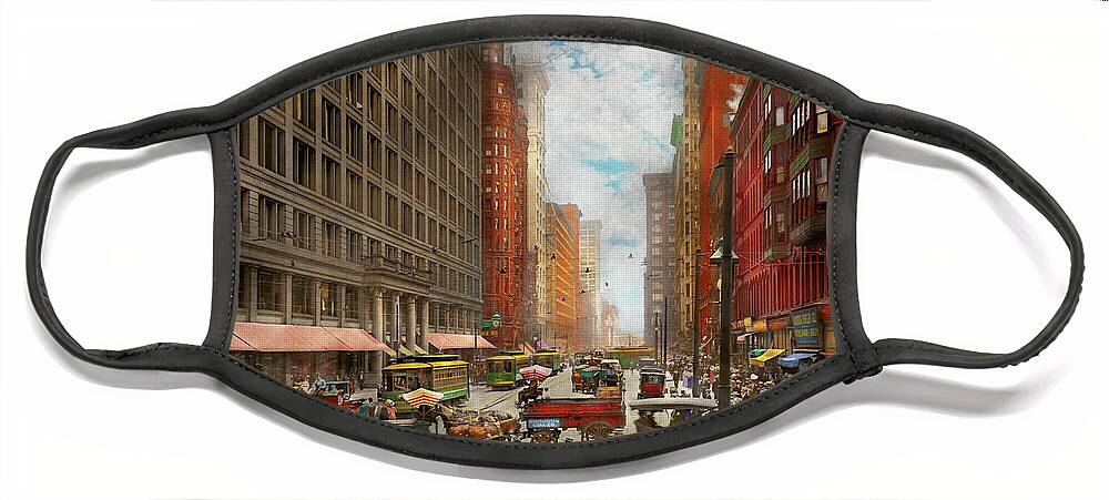 Chicago Face Mask featuring the photograph City - Chicago IL - Marshall Fields Company 1911 by Mike Savad