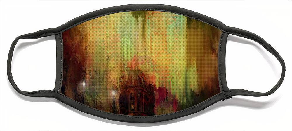 Photosintopaintings Face Mask featuring the digital art City Lights by Nicky Jameson