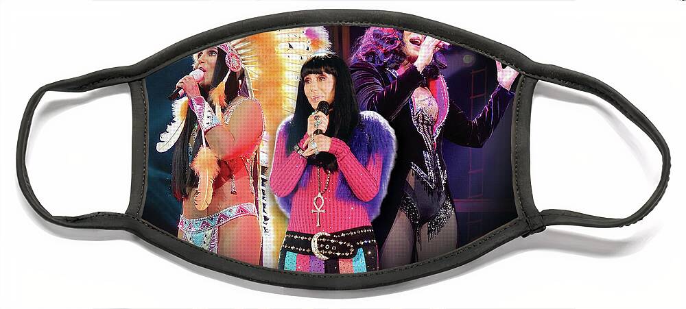 Cher Face Mask featuring the digital art Classic Cher Trio by Cher Style