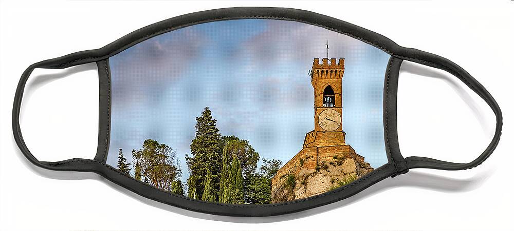 Emilia Face Mask featuring the photograph Clock Tower Of Medieval Village by Vivida Photo PC