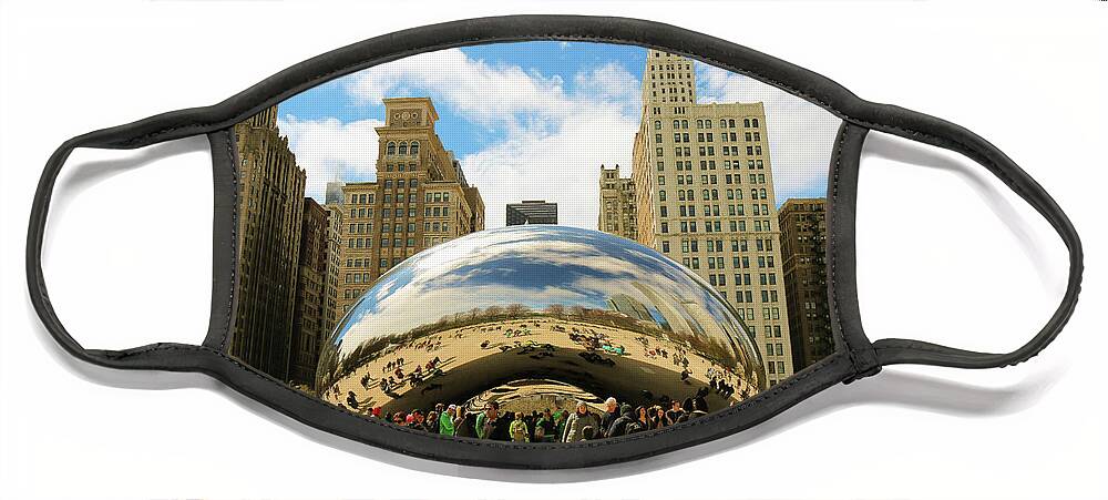 Cloud Gate Face Mask featuring the photograph Cloud Gate Chicago by Veronica Batterson