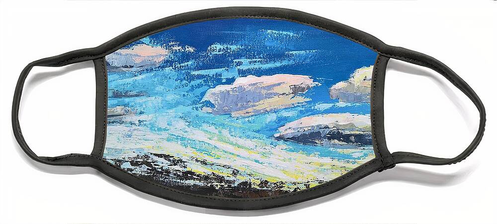 Landscape Face Mask featuring the painting As Clouds Go By... by Lisa Dionne