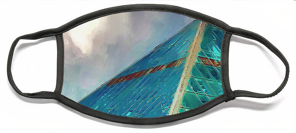 Pyramid Face Mask featuring the photograph Clouds Over Glass Pyramid by GW Mireles